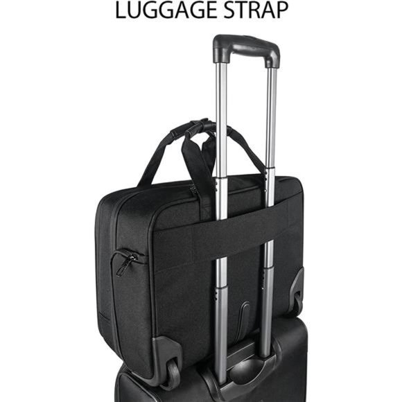 17.3 Inch Rolling Laptop Bag Women Men with RFID Pockets, Waterproof, Black - Picture 6 of 6